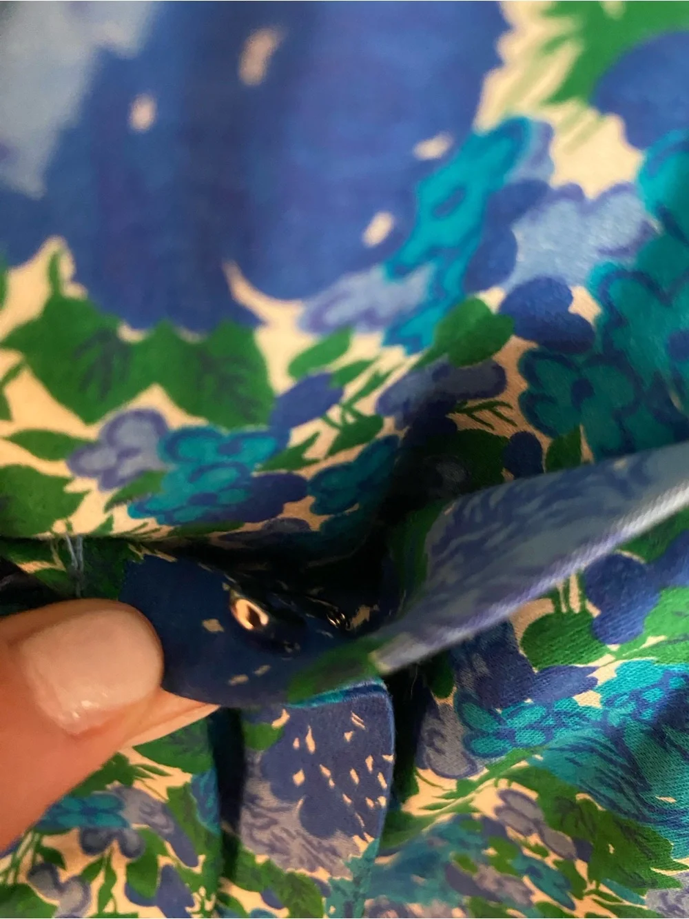 Vintage Blue & Green Floral Cap-Sleeve Sheath Dress 50’s 60’s - Picture 5 of 8